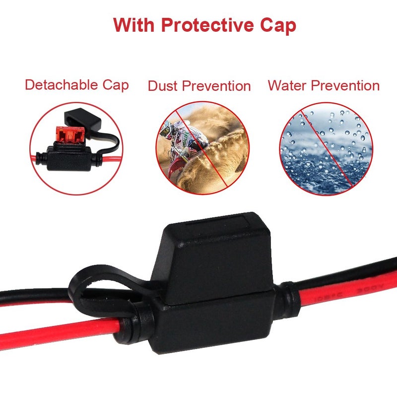 SPARKING 3FT Car Female Cigarette Lighter Plug Socket to Eyelet Terminals 12V Extension Cable with 10A Fuse (3FT) - Image 5